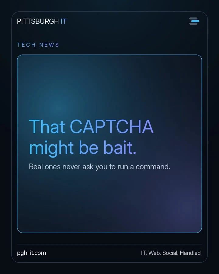 Pittsburgh IT Facebook post: The FTC is warning about a fake CAPTCHA that pops…