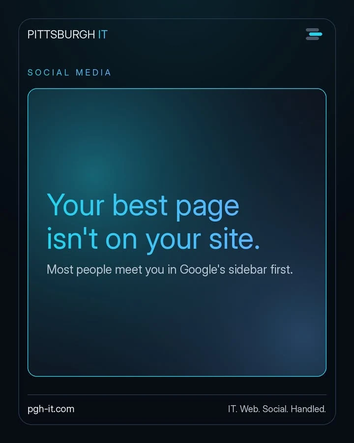 Pittsburgh IT Facebook post: Before anyone opens your website, they see your Google Business…