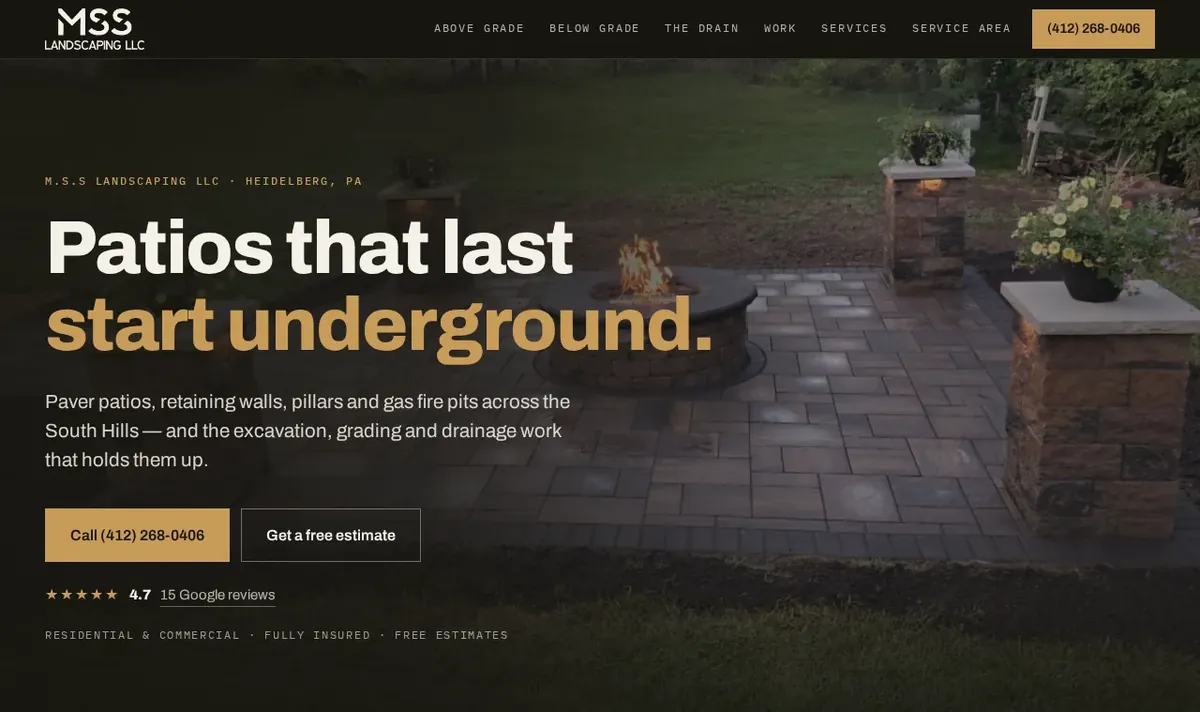 M.S.S Landscaping&rsquo;s website