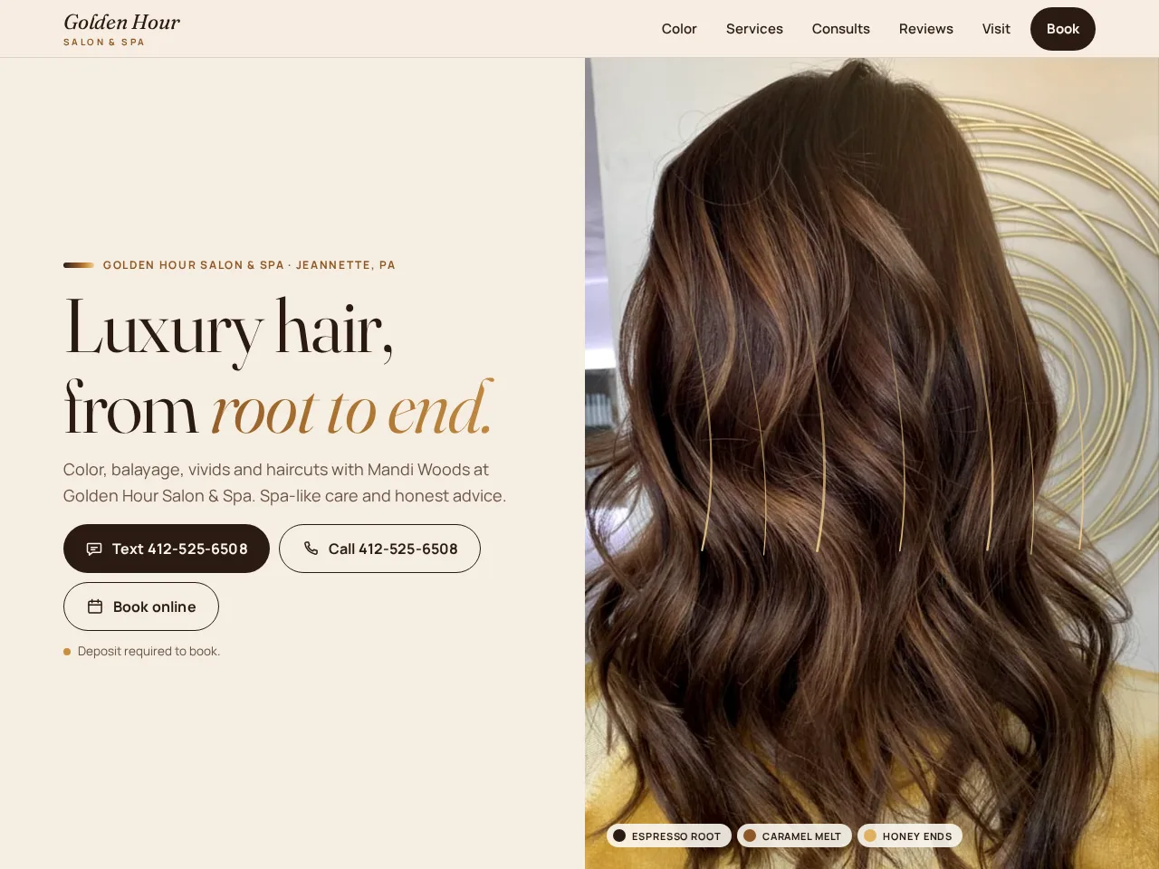Golden Hour Salon & Spa website now