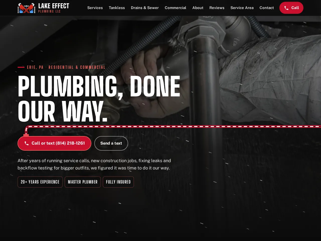 Lake Effect Plumbing's new website