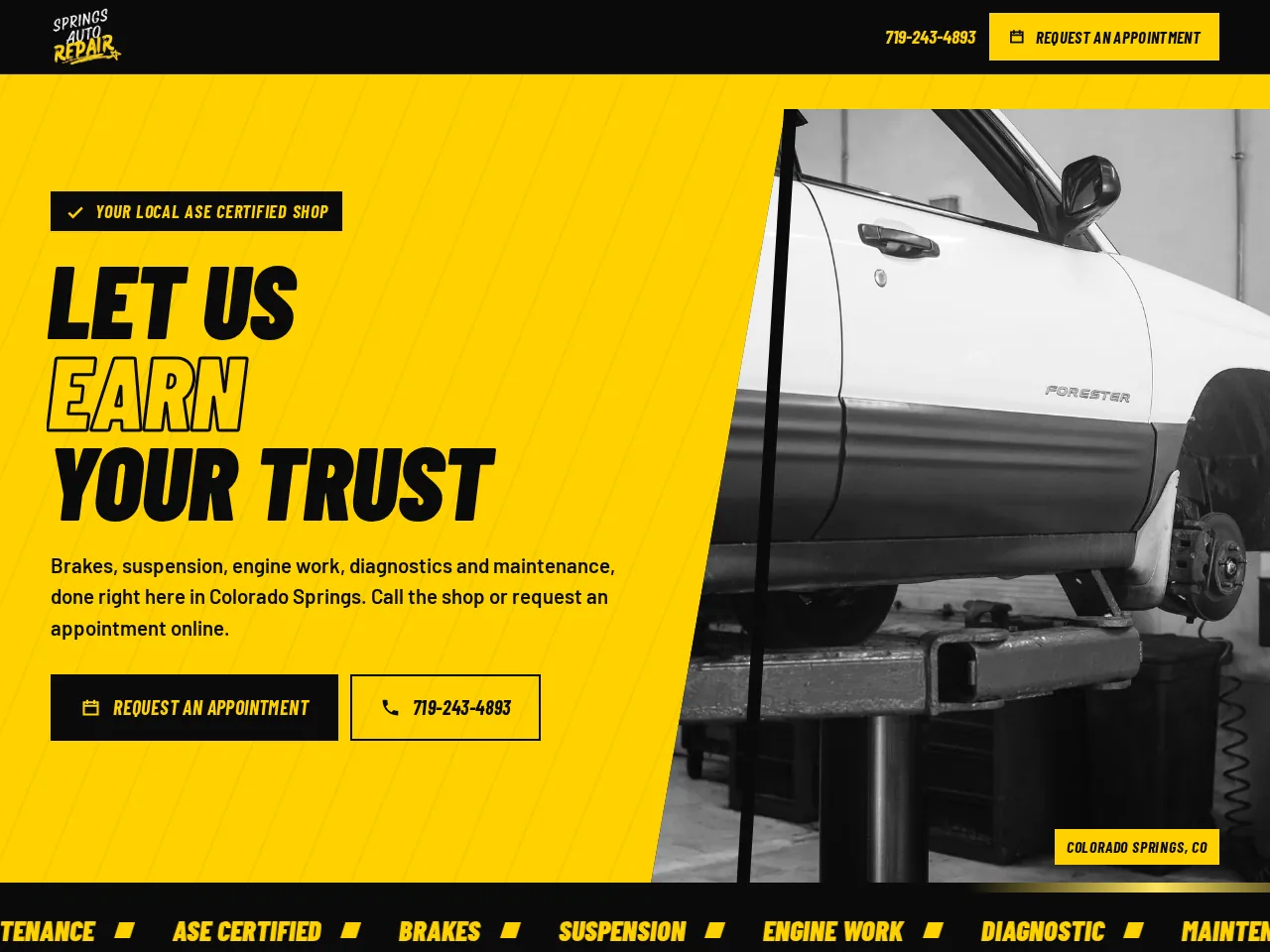 Springs Auto Repair's new website