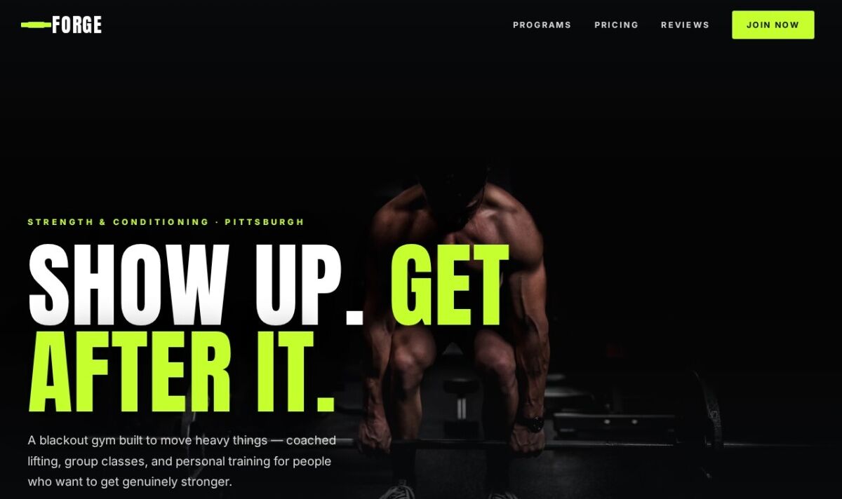 gym website design — concept by Pittsburgh IT