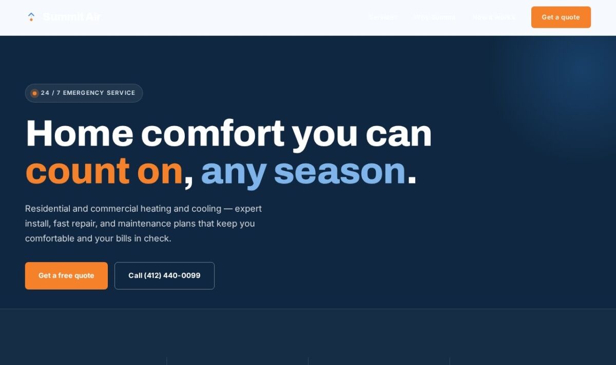 hvac website design — concept by Pittsburgh IT