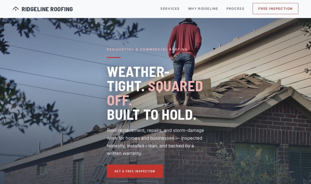 roofing website design — concept by Pittsburgh IT
