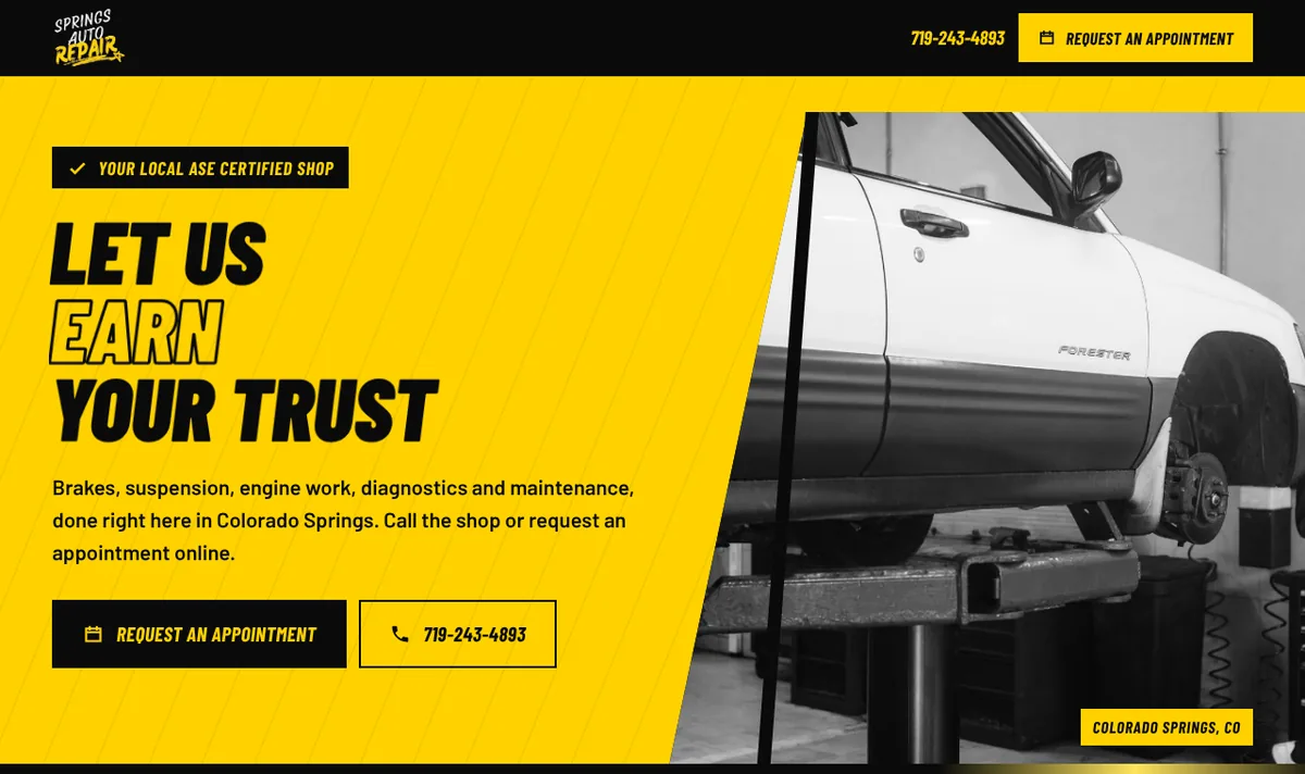 Springs Auto Repair, a live client website